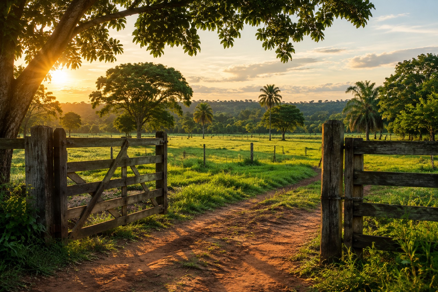 Propriedade rural ao fim da tarde