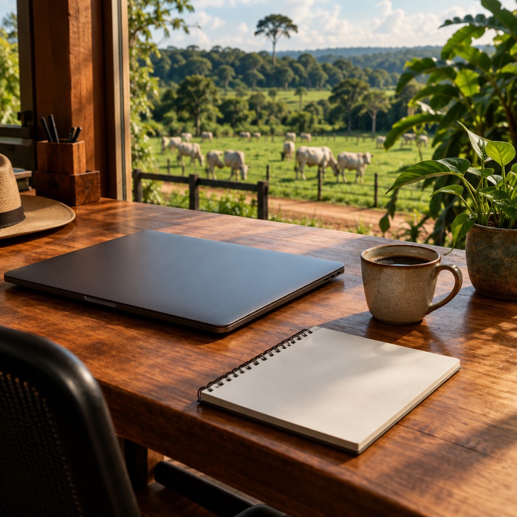 Gestão da fazenda no computador